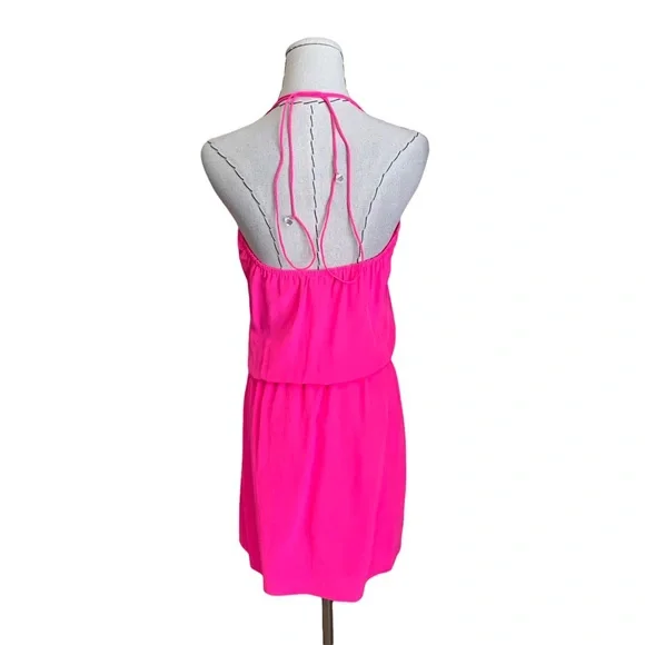 Karina Grimaldi Neon Pink Silk Embellished Rhinestone Beaded Party Dress Revolve - Picture 5 of 16